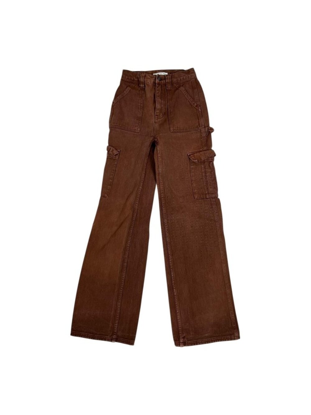 PacSun Ultra High Rise Flare Carpenter Jeans Womens 22 Brown Utility Denim Cargo